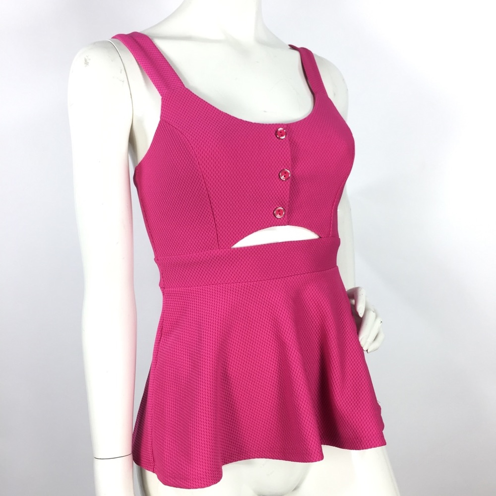 2B Bebe Cutout Peplum Top Sleeveless Pink